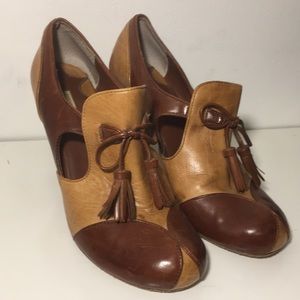 Max Studio Leather Wrapped Toe Tassel Heels